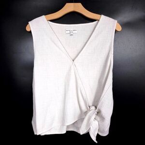 MADEWELL Texture and Thread Wrap Tie Tank Top in Stone Womens Plus Size 2X